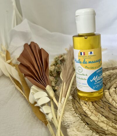 huile de massage bébé bio au calendula